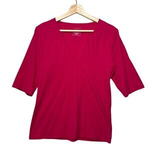 WHBMFORME™ All Ways Stretch Elbow-Sleeve Tee V-Neck Pink Magenta Size XL